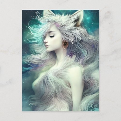 Beautiful Fantastical Wolf Animal Graphic Postcard