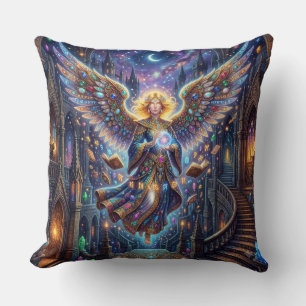 Beautiful Fantasy Angel Starry Night Magic Throw P Pillow