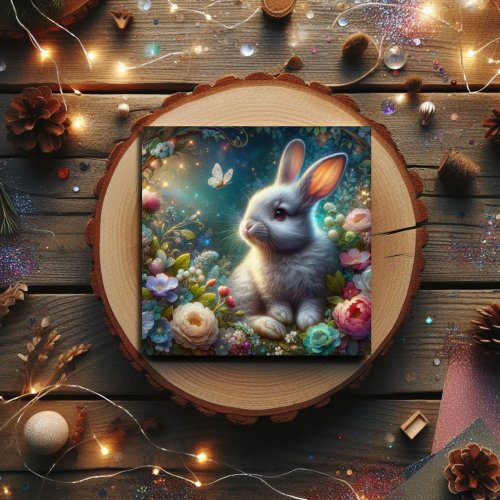 Beautiful Fantasy Art Whimsical Rabbit Easter Holiday Card