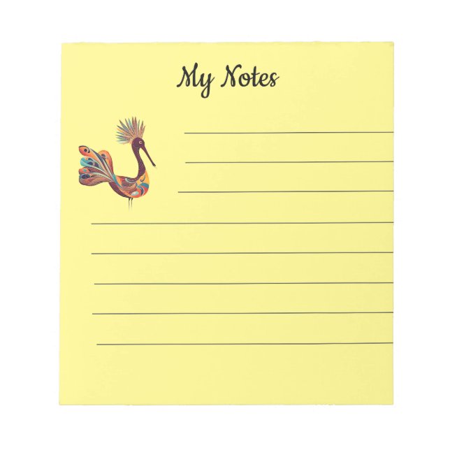 Beautiful fantasy bird notepad (Front)
