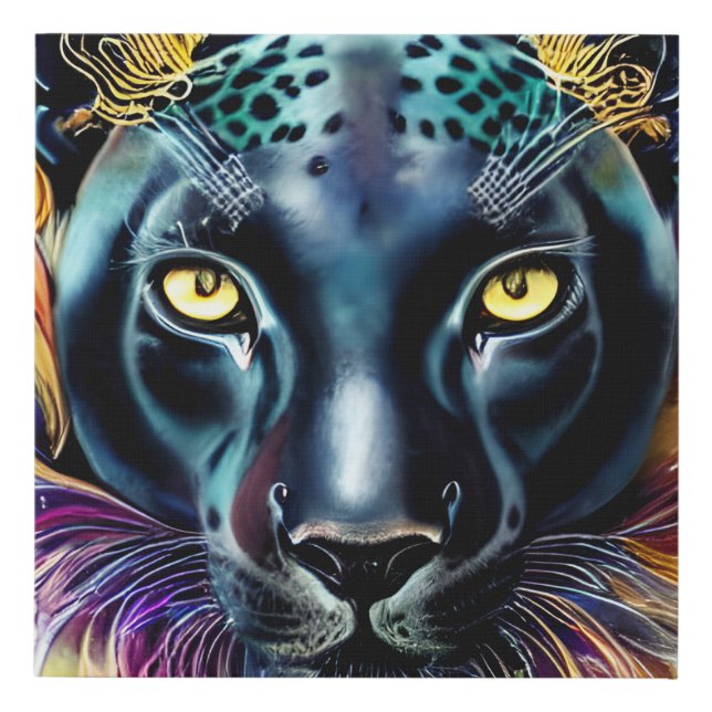 Beautiful Fantasy Black Jaguar Faux Canvas Print (Front)