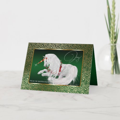 Beautiful Fantasy Christmas Unicorn Joy Card