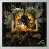 Beautiful Fantasy Fairies Lights Candles  Poster