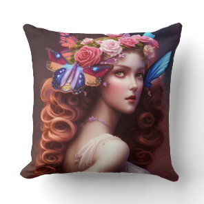 Beautiful Fantasy Fairy Princess Throw Pillow