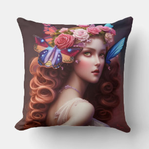 Beautiful Fantasy Fairy Princess Throw Pillow