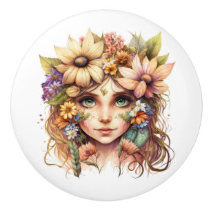 Beautiful Fantasy Floral Fairies Series Ceramic Knob