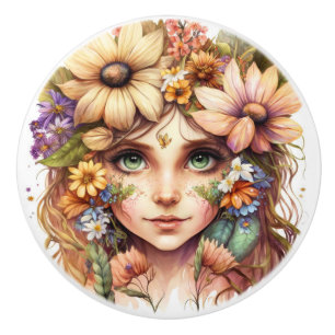 Beautiful Fantasy Floral Fairies Series Ceramic Knob