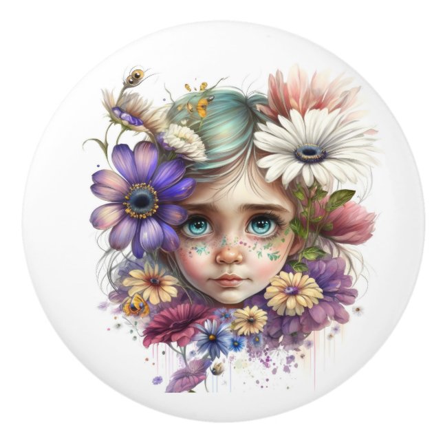 Beautiful Fantasy Flower Fairies Series  Ceramic Knob (Front)