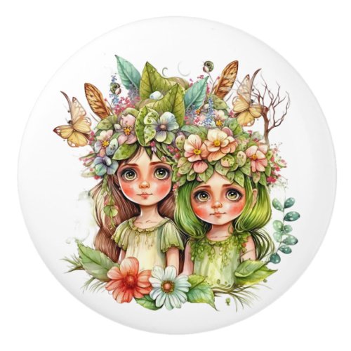 Beautiful Fantasy Flower Fairy Fairies Series  Ceramic Knob