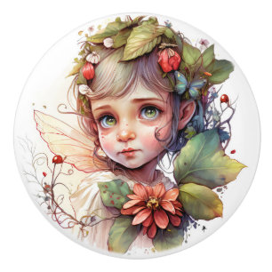 Beautiful Fantasy Flower Fairy Fairies Series Ceramic Knob