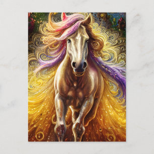 Beautiful Fantasy Golden Horse Postcard