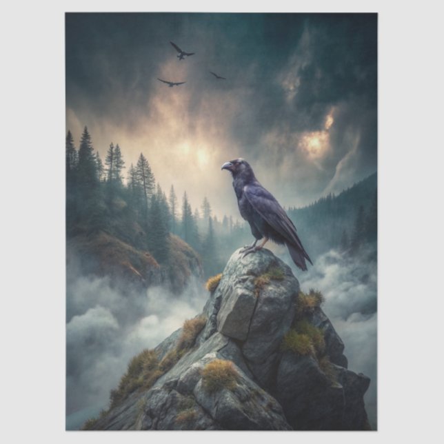 Beautiful Fantasy Gothic Raven  Tissue Paper (Front)