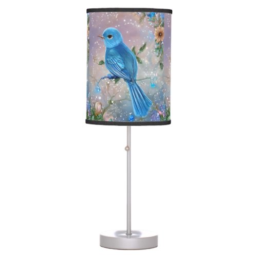 Beautiful Fantasy Little Blue Bird Table Lamp