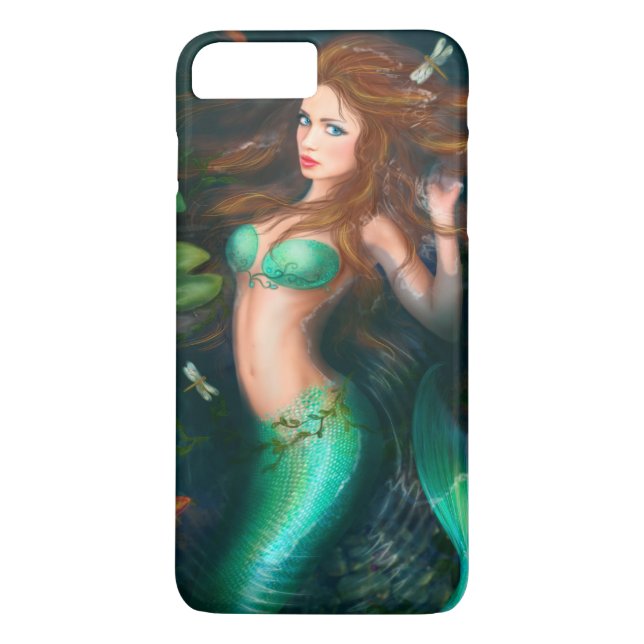 Beautiful Fantasy mermaid in lake with lilies Case-Mate iPhone Case (Back)