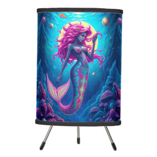 Beautiful Fantasy Mermaid Siren Tripod Lamp