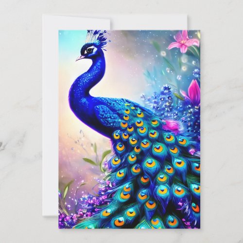 Beautiful Fantasy Peacock  Holiday Card