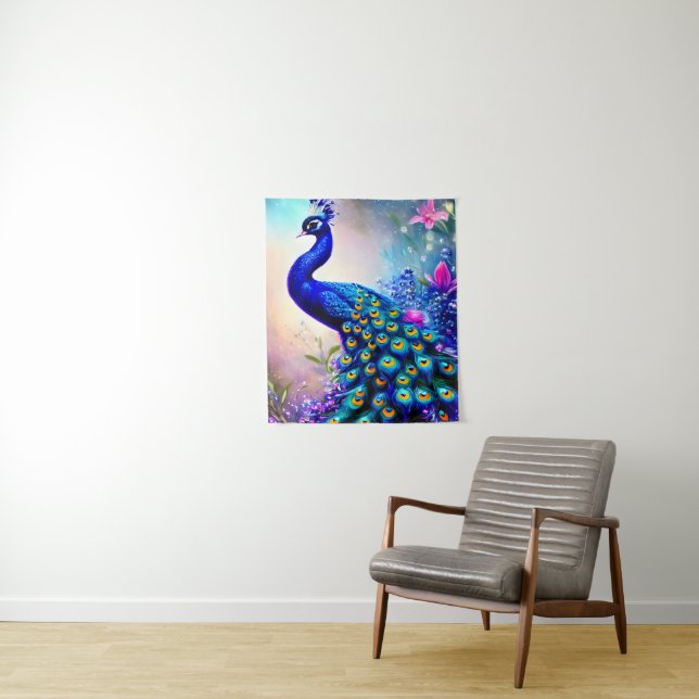 Beautiful Fantasy Peacock  Tapestry (In Situ)