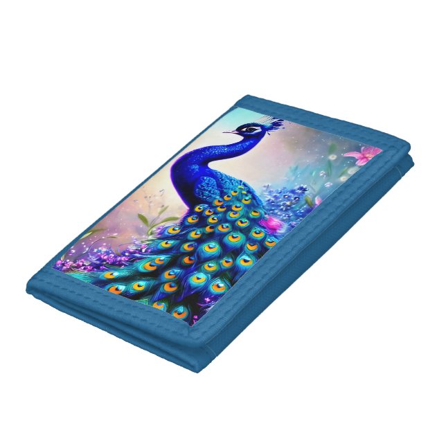 Beautiful Fantasy Peacock  Trifold Wallet (Bottom)