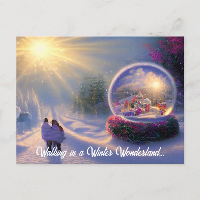 Beautiful Fantasy Snow Globe Holiday Postcard (Front)