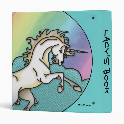 Beautiful Fantasy Unicorn and Rainbow Colors Binder