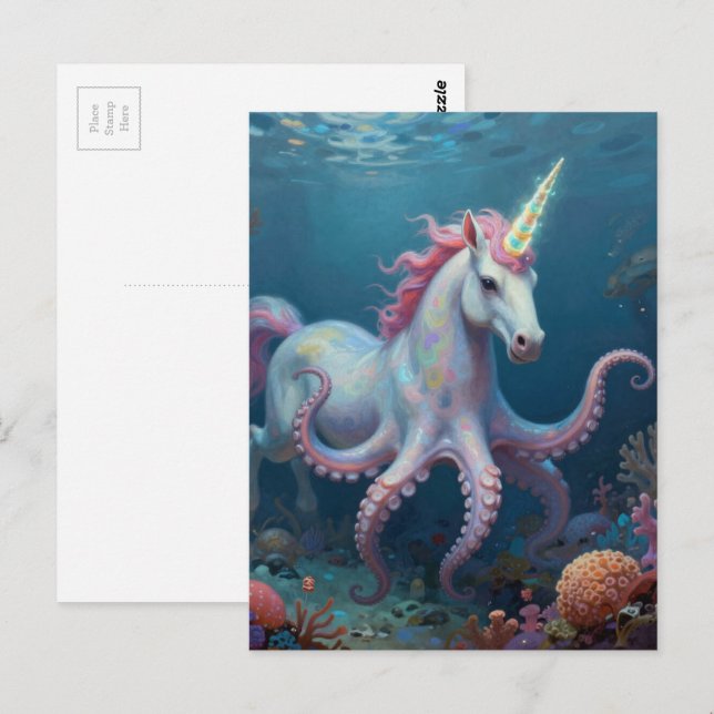 Beautiful Fantasy Unicorn Octopus Postcard (Front/Back)