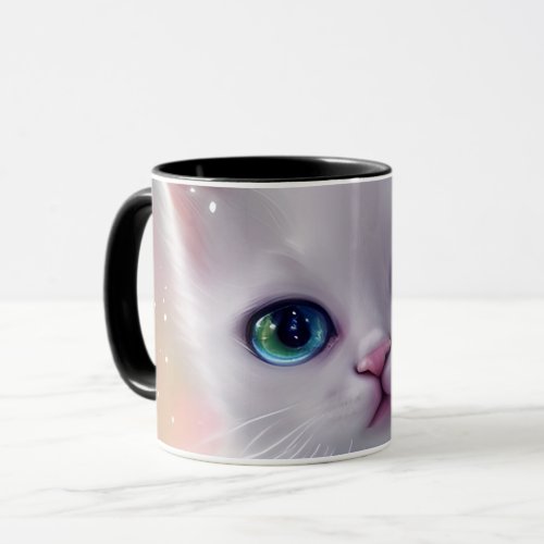 Beautiful Fantasy White Fluffy Cat  Mug