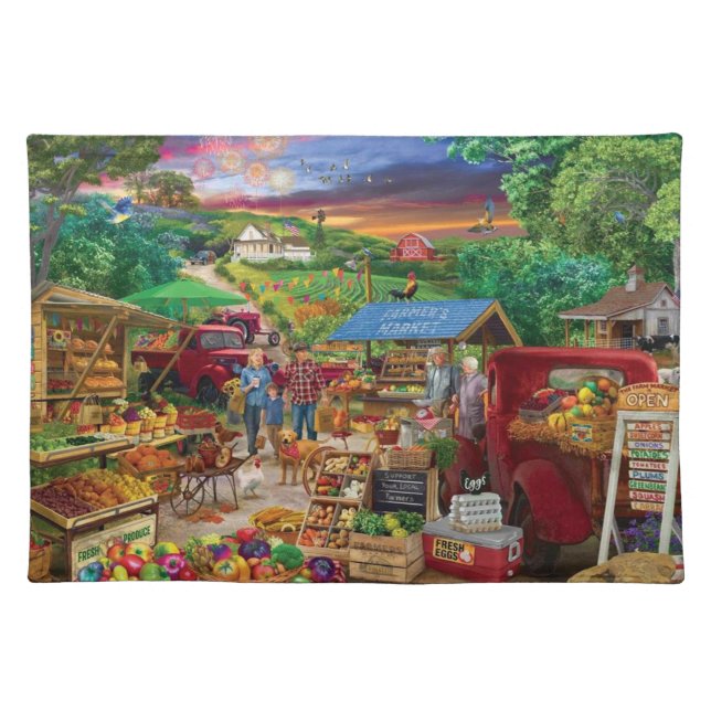 Beautiful Farmer's Market in the Country Fine Art Cloth Placemat (Front)