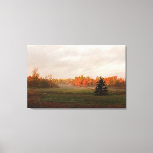 Beautiful Farmland Misty Morning Serenity Canvas Print (Front)