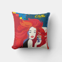 Beautiful Fashion Woman and Coffee Cup POP-ART