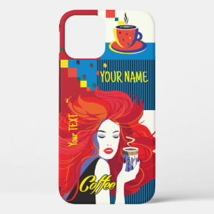 Beautiful Fashion Woman and Coffee POP-ART Trendy iPhone 12 Case