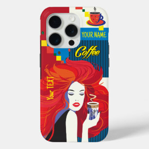 Beautiful Fashion Woman and Coffee POP-ART Trendy iPhone 15 Pro Case