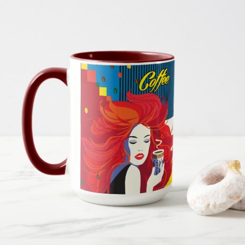 Beautiful Fashion Woman and Coffee POP_ART Trendy Mug