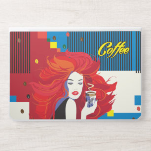 "Beautiful Fashion Woman with Coffee Cup" Pop Art HP Laptop Skin