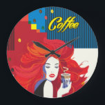 "Beautiful Fashion Woman with Coffee Cup" Pop Art Large Clock<br><div class="desc">Large Wall Clock "Beautiful Fashion Woman with Coffee Cup" Pop Art Trendy Stylish Illustration,  Art Work Poster for Amazing Holiday Gifts and Prezents,  Home Decor,  Art & Wall Décor,  Clocks Decorative Product,  Large Wall Clock Modern Design "Beautiful Fashion Woman with Coffee Cup" - Collection.</div>