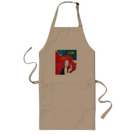 "Beautiful Fashion Woman with Coffee Cup" Pop Art Long Apron