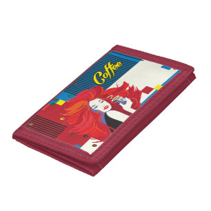 "Beautiful Fashion Woman with Coffee Cup" Pop Art Tri-fold Wallet