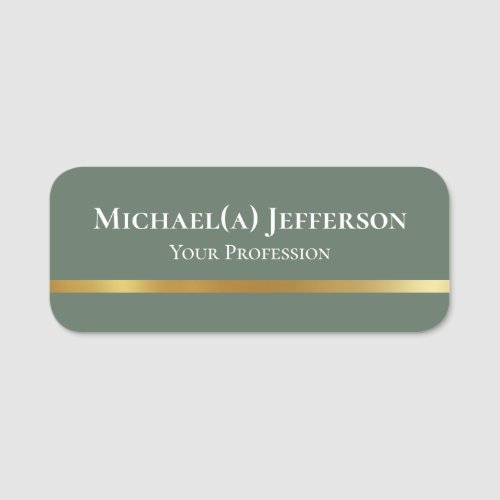Beautiful Fashionable Sage Green And Luxury Golden Name Tag