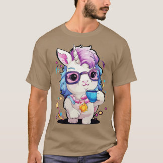 Beautiful fat unicorn drinking coffee T-Shirt
