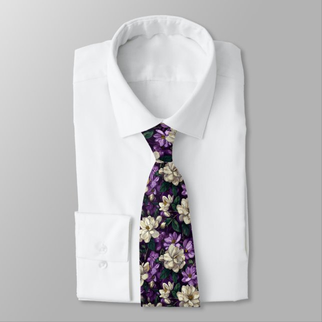 Beautiful Fathers Day Gardenias Flower Neck Tie (Tied)