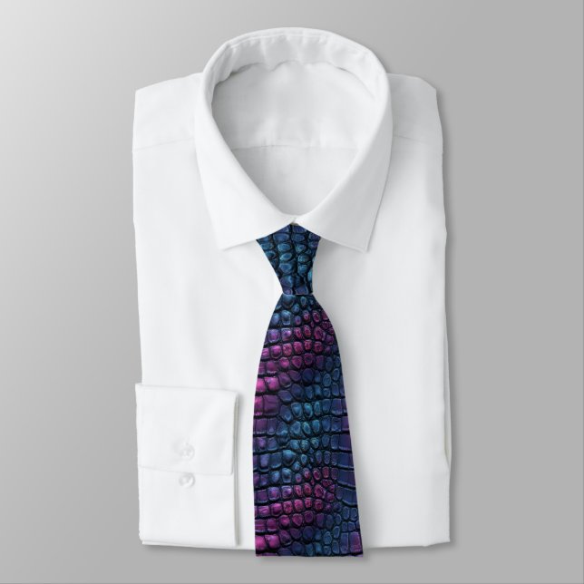 Beautiful Father'S Day Gift Ideas Crocodile Skin  Neck Tie (Tied)