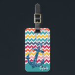 Beautiful faux glitter nautical anchor infinity luggage tag<br><div class="desc">Beautiful trendy girly chic navy blue shinning faux glitter nautical anchor infinity symbol white rope, strength, infinity, modern, boat, sailing, sea, beach, summer, sailor, ocean, colourful custom Monogram chevron zigzag pattern, dark blue, peacock blue, hot pink, soft light pink, vibrant yellow, orange, white vibrant summer colours. Personalise your initial and...</div>