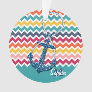 Beautiful faux glitter nautical anchor infinity ornament