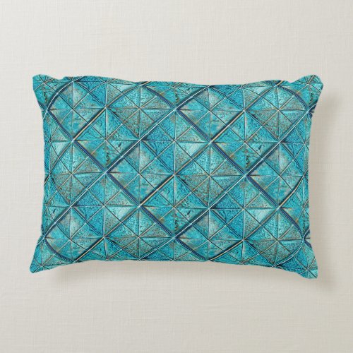 Beautiful faux_metallic teal aesthetic artsy  accent pillow