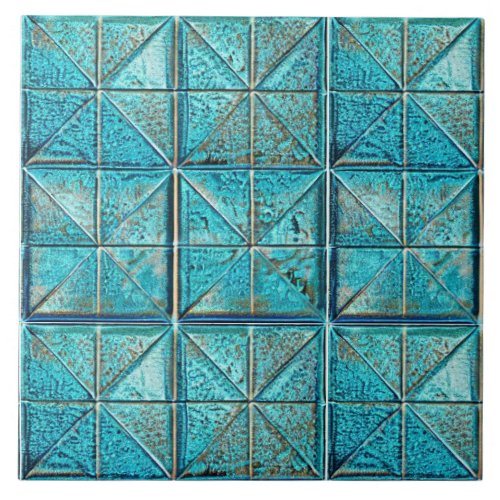 Beautiful faux_metallic teal aesthetic artsy  ceramic tile