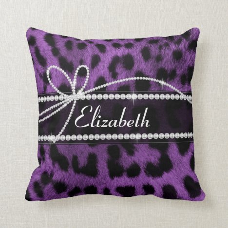 Beautiful faux purple black leopard animal print throw pillow