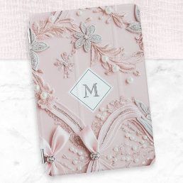 Beautiful Faux Satin Embroidery Pearls Elegant iPad Mini Cover