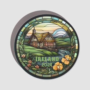 Beautiful Faux Stained Glass Ireland Souvenir Car Magnet