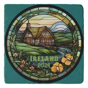 Beautiful Faux Stained Glass Ireland Souvenir Trivet