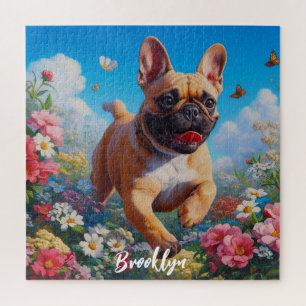 Beautiful Fawn French Bulldog & Flowers  Jigsaw Puzzle