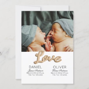 Beautiful Feather Birth Announcement Twins